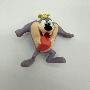 Vintage 1997 Warner Bros Looney Tunes Taz Tasmanian Devil PVC‎ Figure Purple Hat